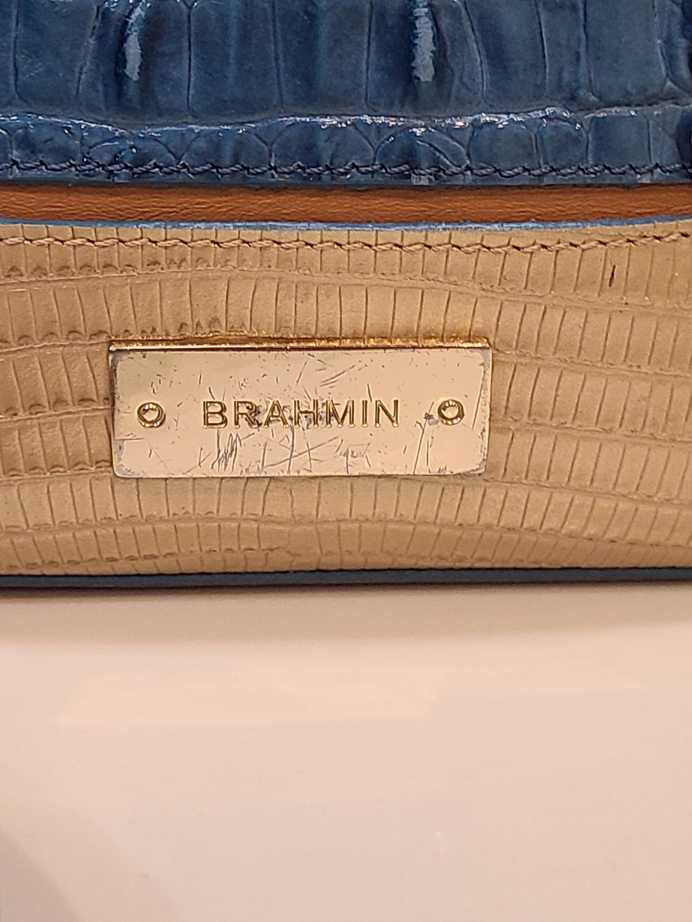 Brahmin Mini Duxbury Surf Vineyard Blue & Gold - Picture 4 of 13